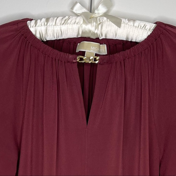 Michael Kors Maroon Chain Detail Blouse XS - Picture 2 of 4